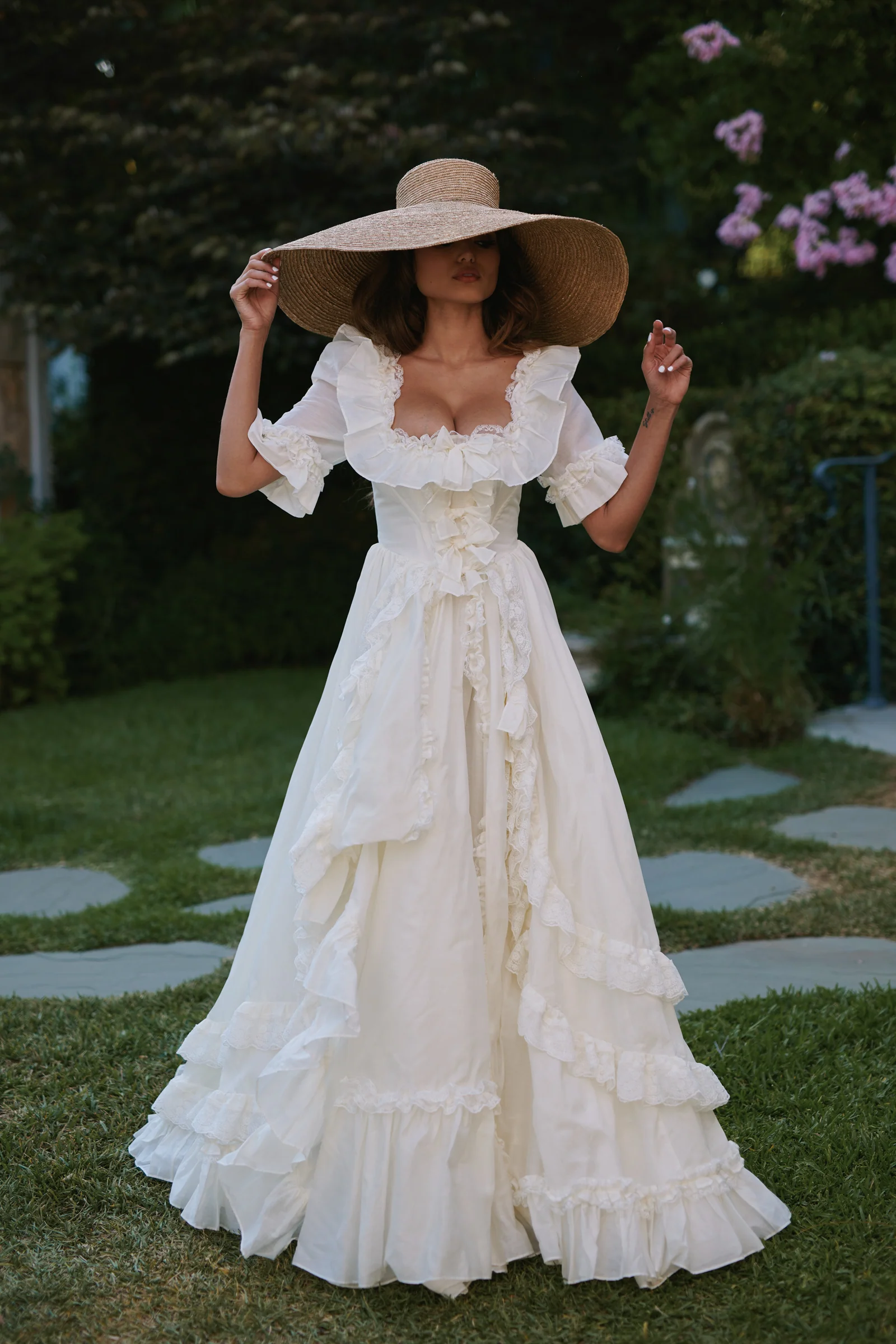 The Ivory Silk Organdy Antoinette Gown - Image 6