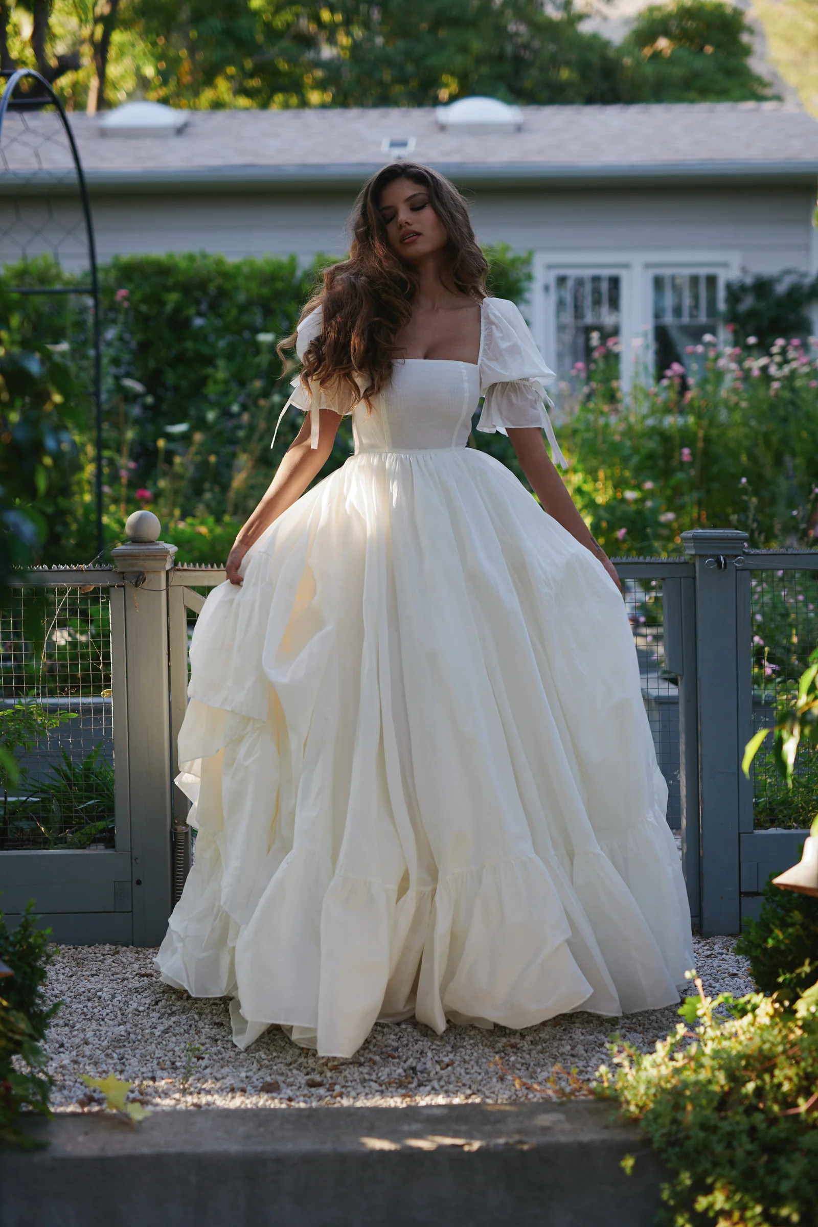 The Ivory Silk Organdy Fanfiction Bridal Gown - Image 4