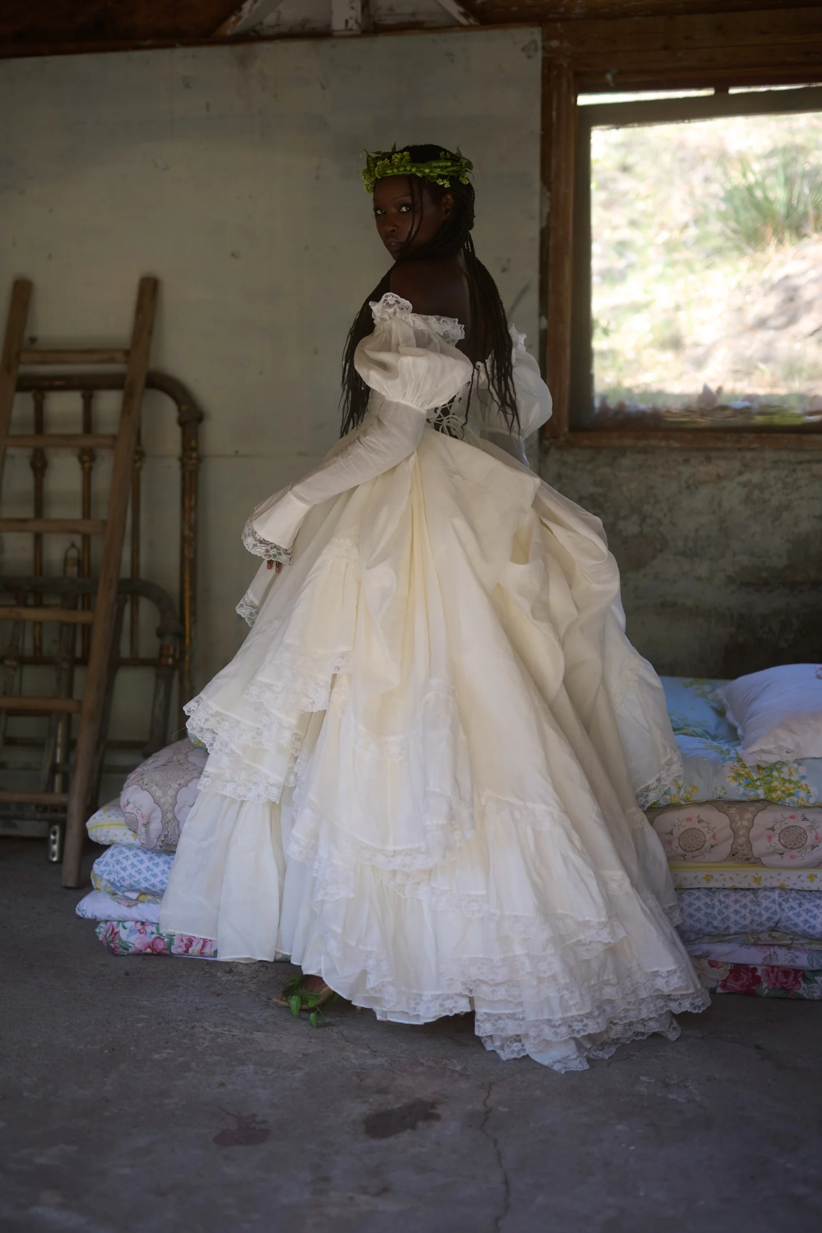 The Ivory Silk Organdy Maiden Gown - Image 42