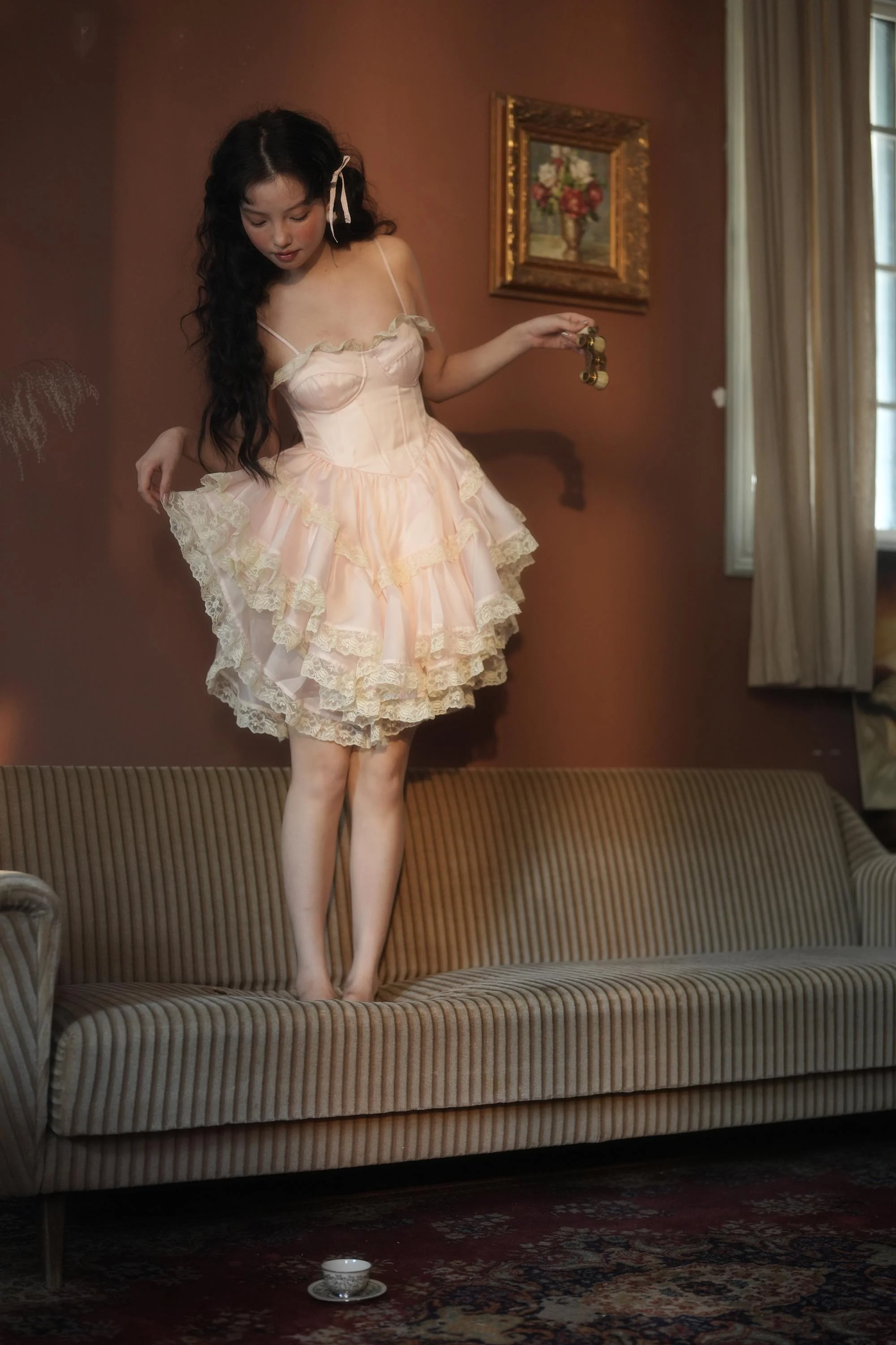 The Peach Skin Liaisons Mini Dress - Image 14